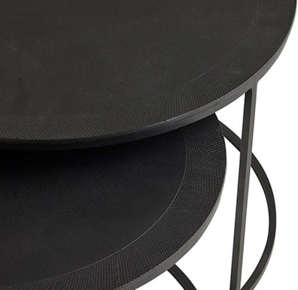 Salontafel rond set van 2 zwart metaal