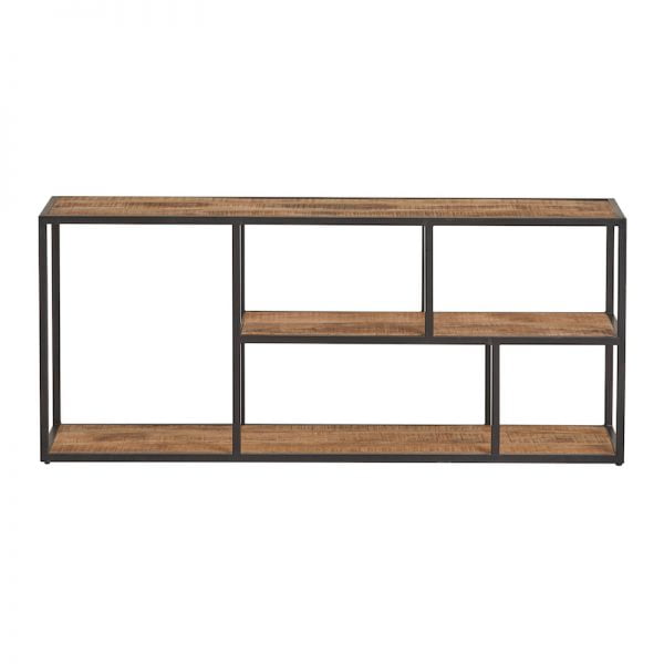 Tv meubel 140 cm breed, mango hout met zwart metaal
