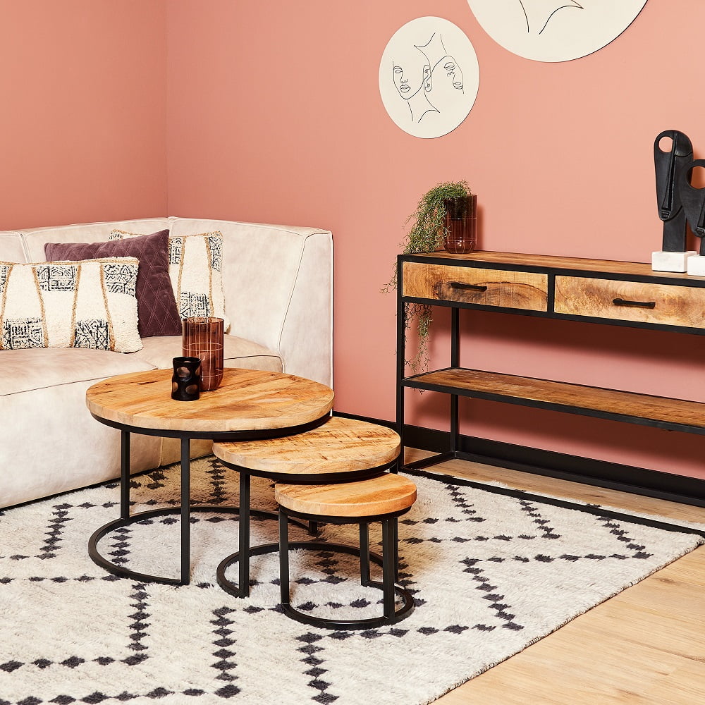 Salontafel 'Denver' set van 3 rond