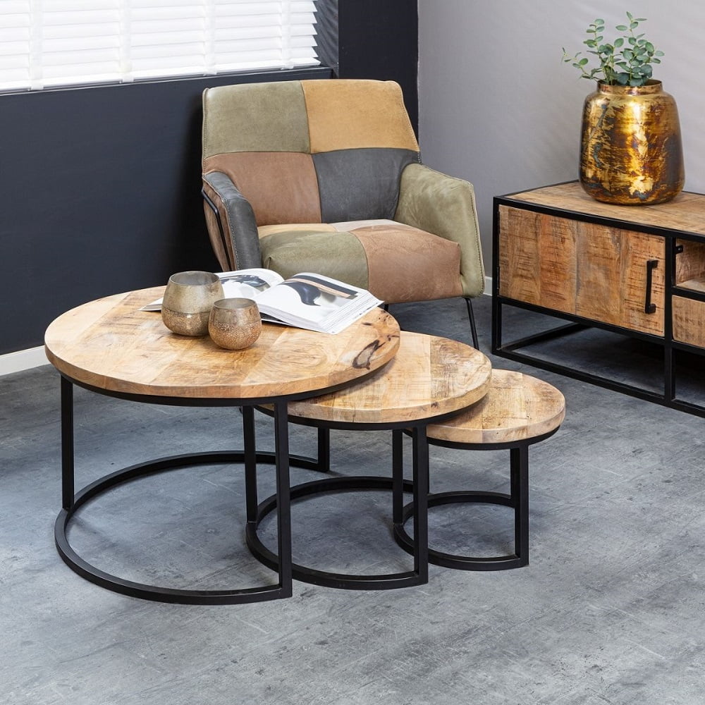 Salontafel 'Denver' set van 3 rond