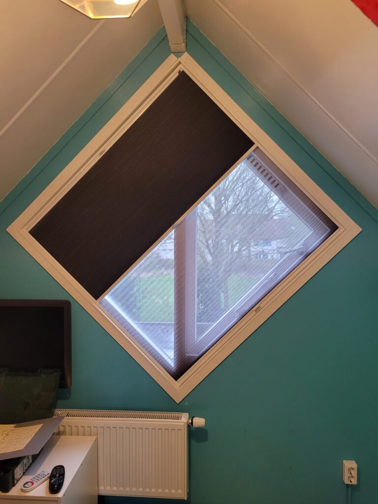 Ruitvormig raam voorzien van Luxaflex® Duette® met Hor