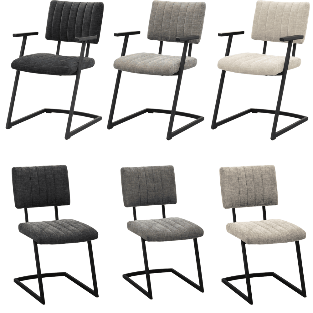 Set van 6 eetkamerstoelen Tia en armstoelen Tula